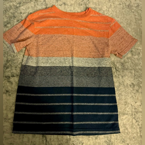 boys Cat & Jack orange/blue stripe shirt - XS (4/5) - Picture 1 of 3